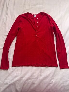 Victoria's Secret Red Heart Henley Knit Top